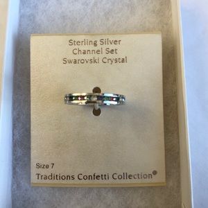Sterling Silver Channel Set Swarovski Crystal Ring
